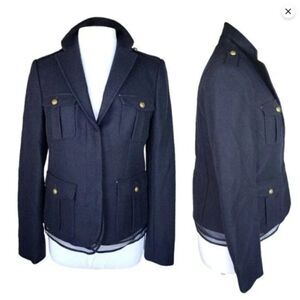 LOFT | Navy Blue Wool Blend Military Jacket size 8